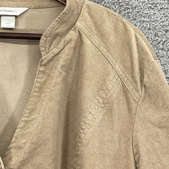 CJ Banks Fine Corduroy Button Front Jacket Women 2X Brown Pockets Long Sleeves - Picture 3 of 15